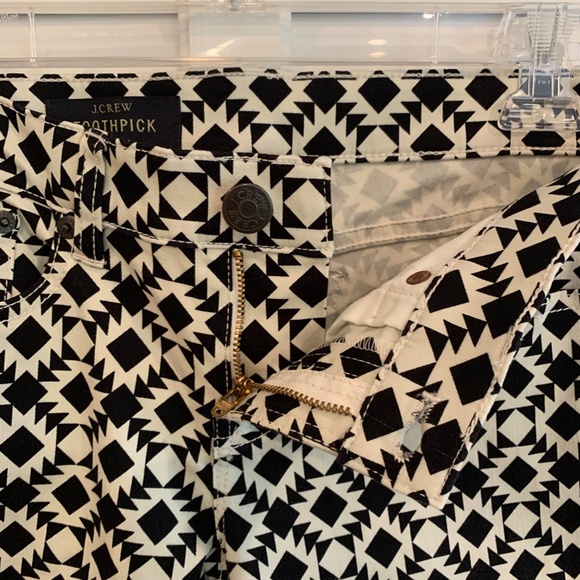 J. Crew Black and White Geometric Print Toothpick Jeans - Picture 6 of 11